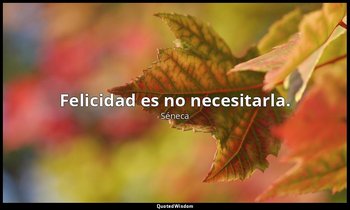 Felicidad es no necesitarla. — Séneca