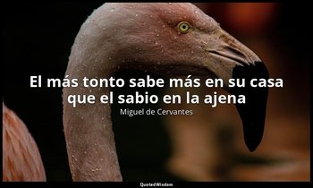 «El más tonto sabe más en su casa que el sabio en la ajena». — Miguel de Cervantes