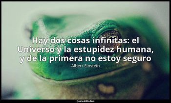 «Hay dos cosas infinitas: el Universo y la estupidez humana, y de la primera no  — Albert Einstein
