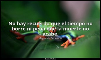 No hay recuerdo que el tiempo no borre ni pena que la muerte no acabe. — Miguel de Cervantes