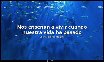 «Nos enseñan a vivir cuando nuestra vida ha pasado». — Michel de Montaigne