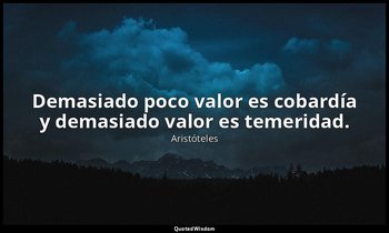 Demasiado poco valor es cobardía y demasiado valor es temeridad. — Aristóteles