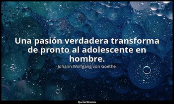 Una pasión verdadera transforma de pronto al adolescente en hombre. — Johann Wolfgang von Goethe