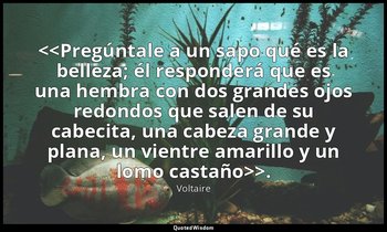 Pregúntale a un sapo qué es la belleza; él responderá que es una hembra con dos  — Voltaire
