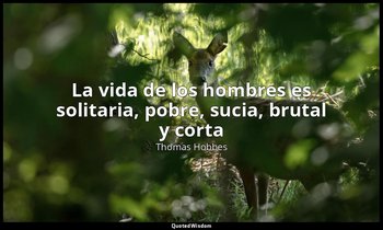 «La vida de los hombres es solitaria, pobre, sucia, brutal y corta». — Thomas Hobbes