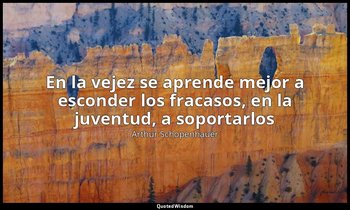 «En la vejez se aprende mejor a esconder los fracasos, en la juventud, a soporta — Arthur Schopenhauer