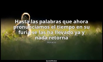«Hasta las palabras que ahora pronunciamos el tiempo en su furia se las ha lleva — Horacio