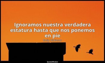 «Ignoramos nuestra verdadera estatura hasta que nos ponemos en pie». — Emily Dickinson