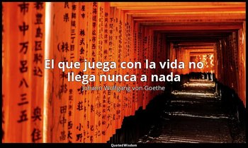 «El que juega con la vida no llega nunca a nada». — Johann Wolfgang von Goethe