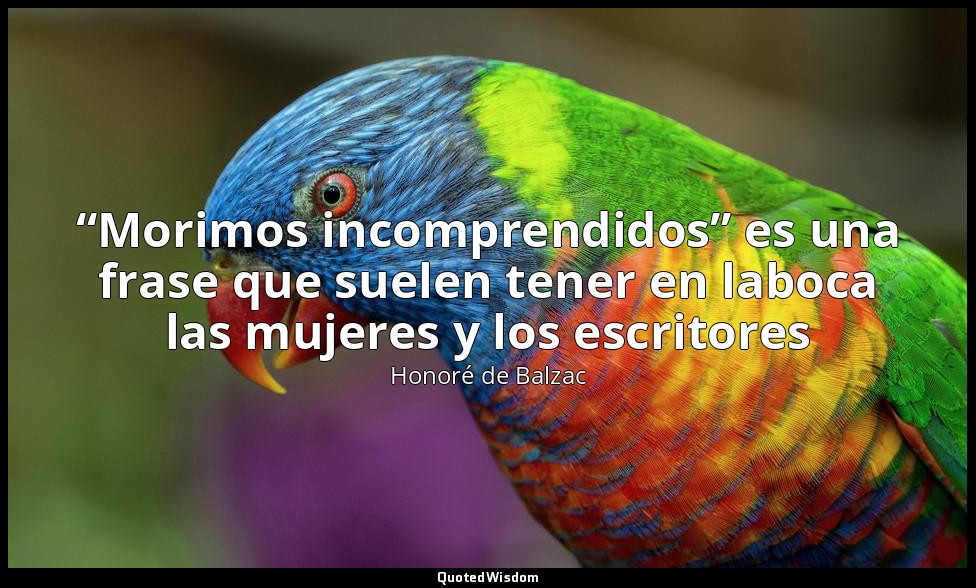 “Morimos incomprendidos” es una frase que suelen tener en laboca las mujeres y l — Honoré de Balzac