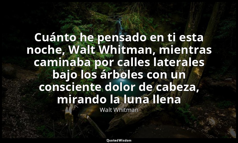 Cuánto he pensado en ti esta noche, Walt Whitman, mientras caminaba por calles l — Walt Whitman