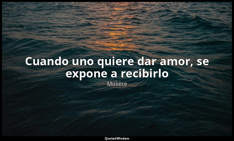 Cuando uno quiere dar amor, se expone a recibirlo — Molière