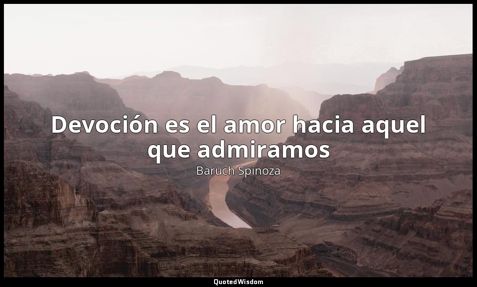 Devoción es el amor hacia aquel que admiramos — Baruch Spinoza