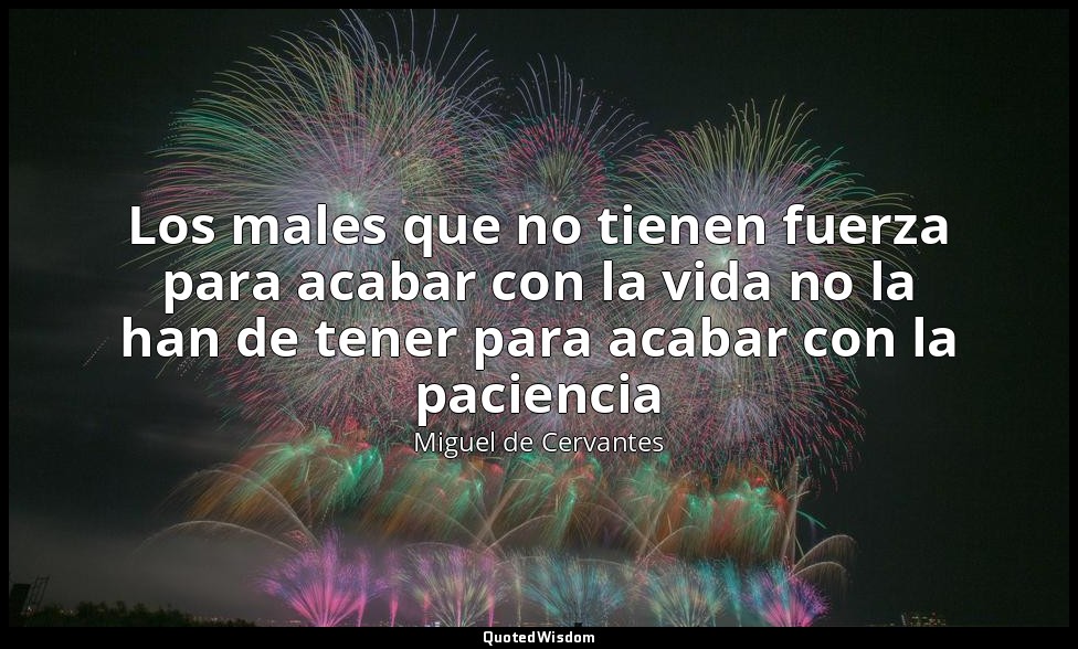 Los males que no tienen fuerza para acabar con la vida no la han de tener para a — Miguel de Cervantes