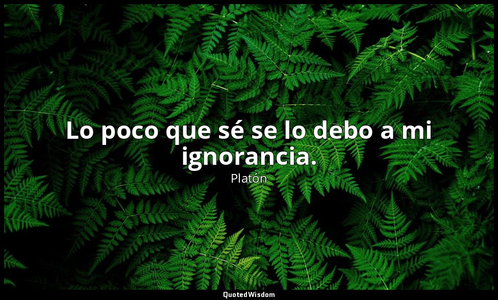 Lo poco que sé se lo debo a mi ignorancia. — Platón