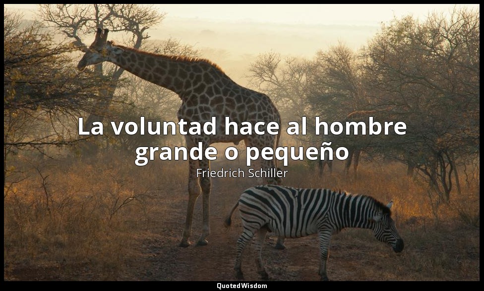 La voluntad hace al hombre grande o pequeño — Friedrich Schiller