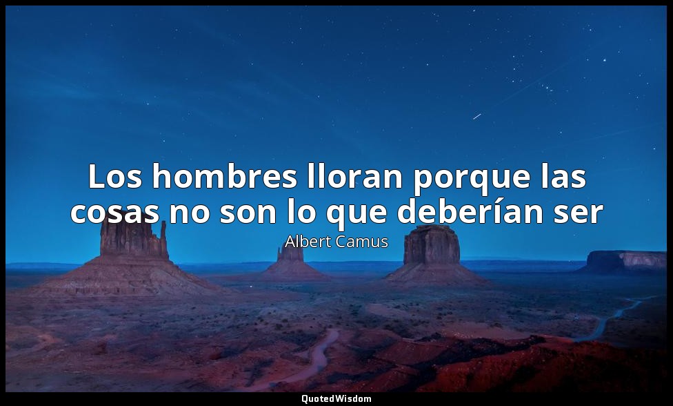 Los hombres lloran porque las cosas no son lo que deberían ser — Albert Camus
