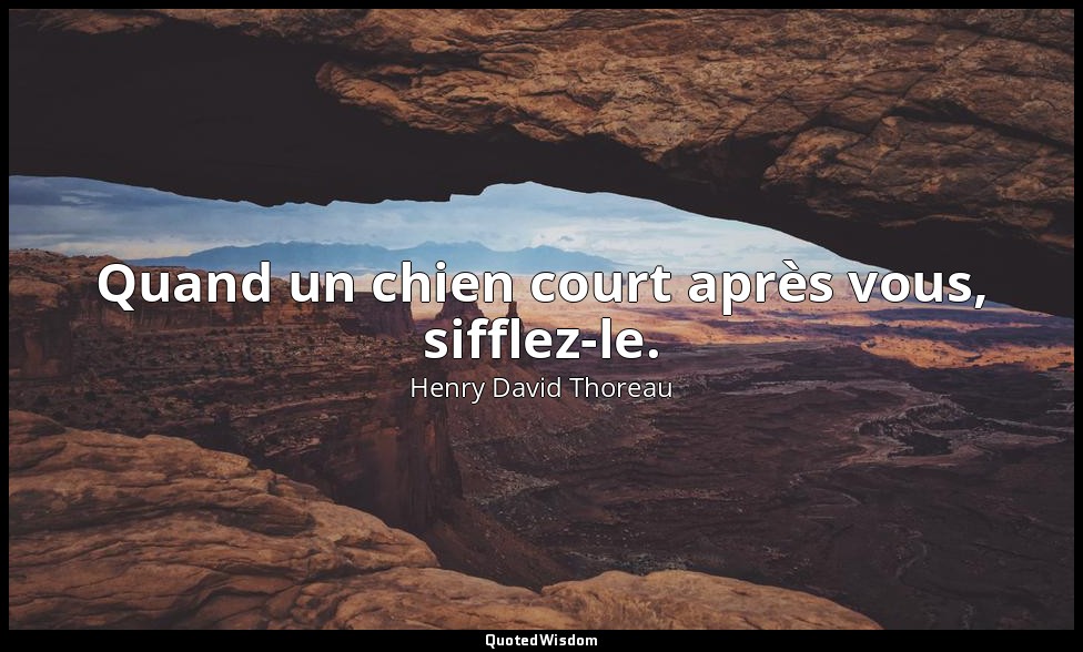 Quand un chien court après vous, sifflez-le. — Henry David Thoreau