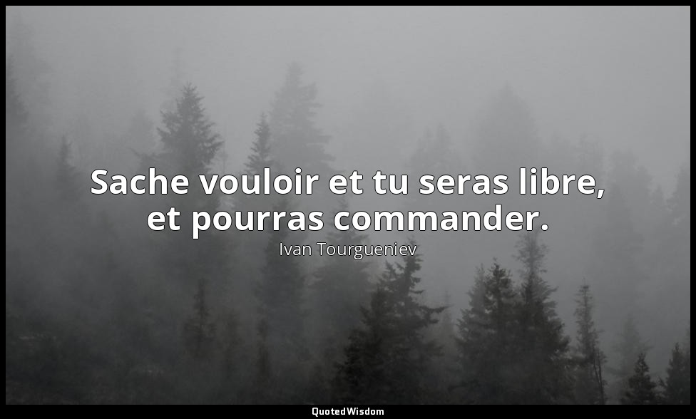Sache vouloir et tu seras libre, et pourras commander. — Ivan Tourgueniev