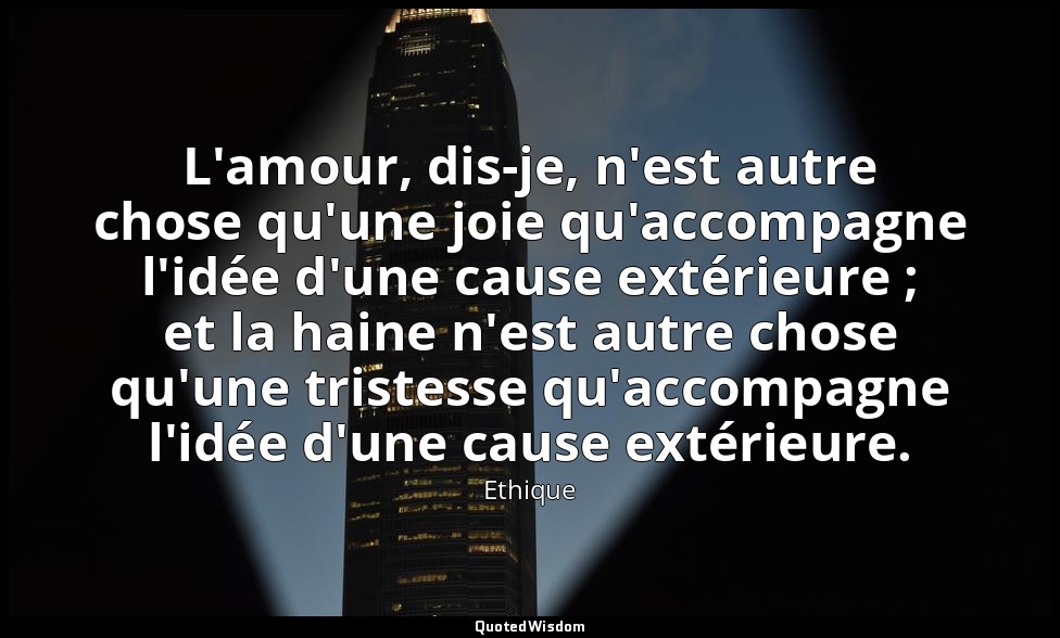 L'amour, dis-je, n'est autre chose qu'une joie qu'accompagne l'idée d'une cause  — Ethique