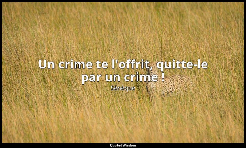 Un crime te l'offrit, quitte-le par un crime ! — Sénèque