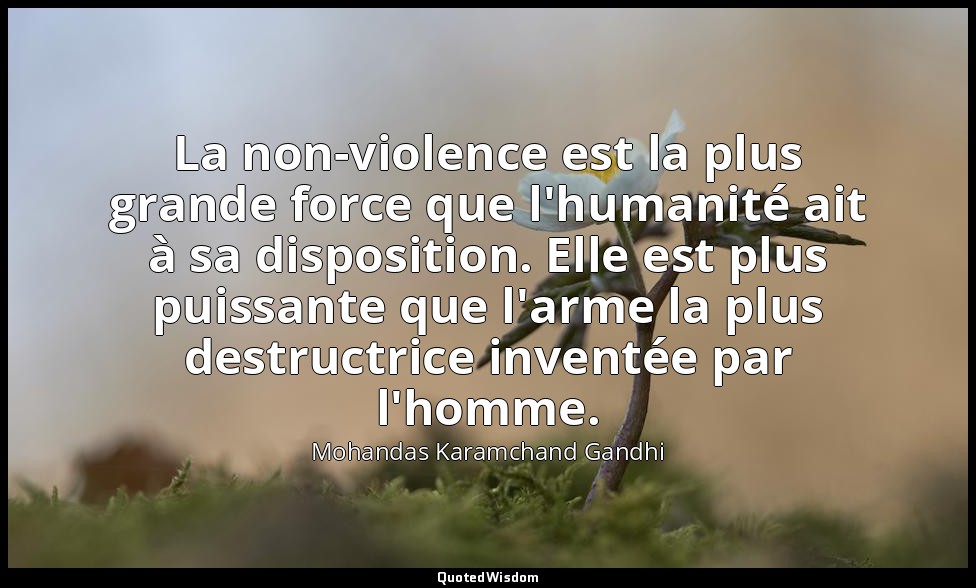 La non-violence est la plus grande force que l'humanité ait à sa disposition. El — Mohandas Karamchand Gandhi
