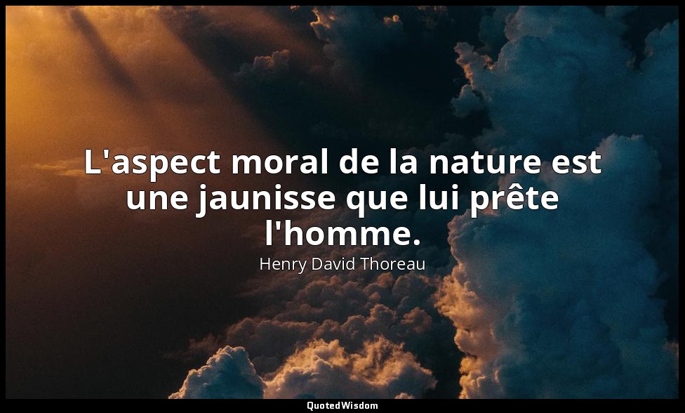 L'aspect moral de la nature est une jaunisse que lui prête l'homme. — Henry David Thoreau