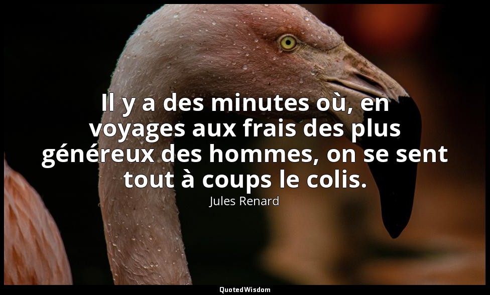 Il y a des minutes où, en voyages aux frais des plus généreux des hommes, on se  — Jules Renard
