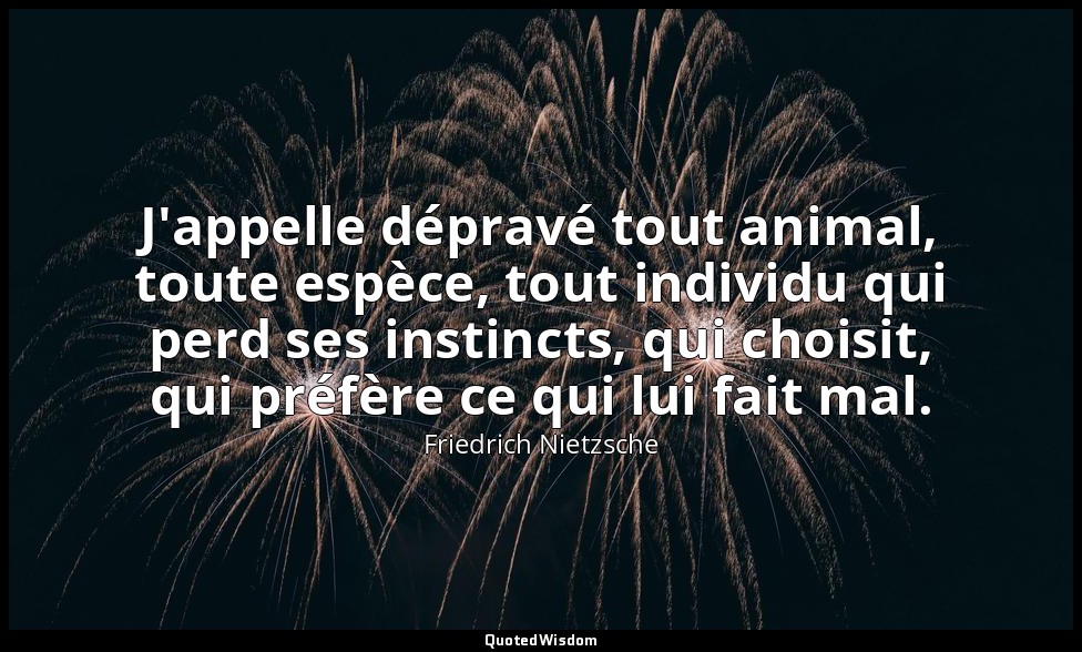 J'appelle dépravé tout animal, toute espèce, tout individu qui perd ses instinct — Friedrich Nietzsche