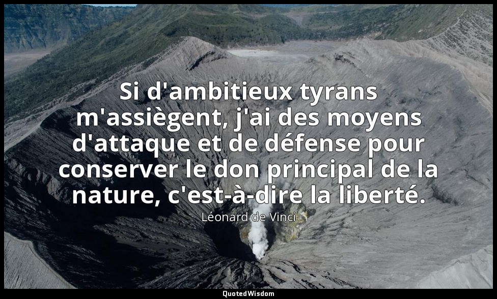 Si d'ambitieux tyrans m'assiègent, j'ai des moyens d'attaque et de défense pour  — Léonard de Vinci