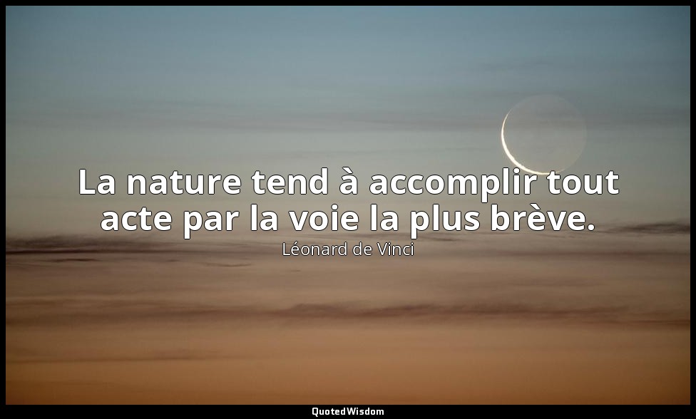 La nature tend à accomplir tout acte par la voie la plus brève. — Léonard de Vinci