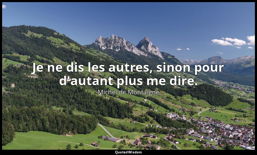 Je ne dis les autres, sinon pour d'autant plus me dire. — Michel de Montaigne