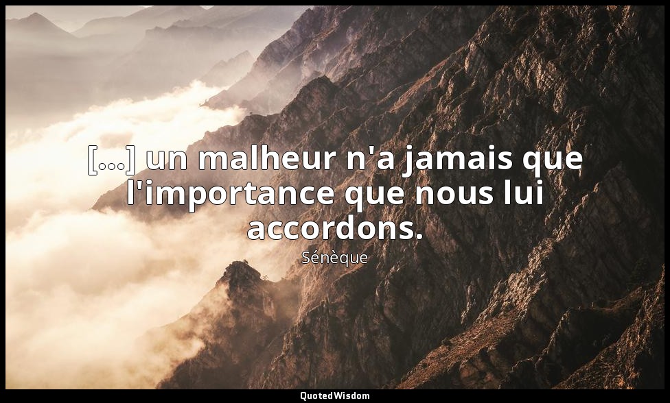[…] un malheur n'a jamais que l'importance que nous lui accordons. — Sénèque