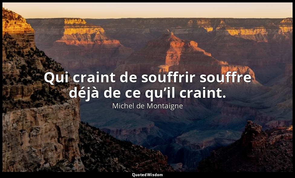 Qui craint de souffrir souffre déjà de ce qu’il craint. — Michel de Montaigne