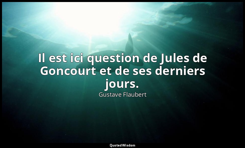 Il est ici question de Jules de Goncourt et de ses derniers jours. — Gustave Flaubert