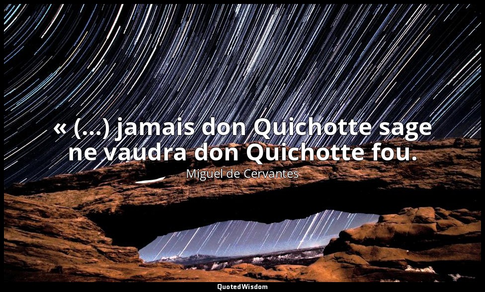 « (…) jamais don Quichotte sage ne vaudra don Quichotte fou. — Miguel de Cervantes