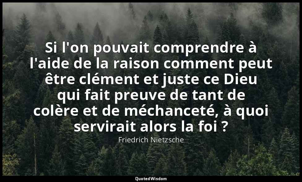 Si l'on pouvait comprendre à l'aide de la raison comment peut être clément et ju — Friedrich Nietzsche