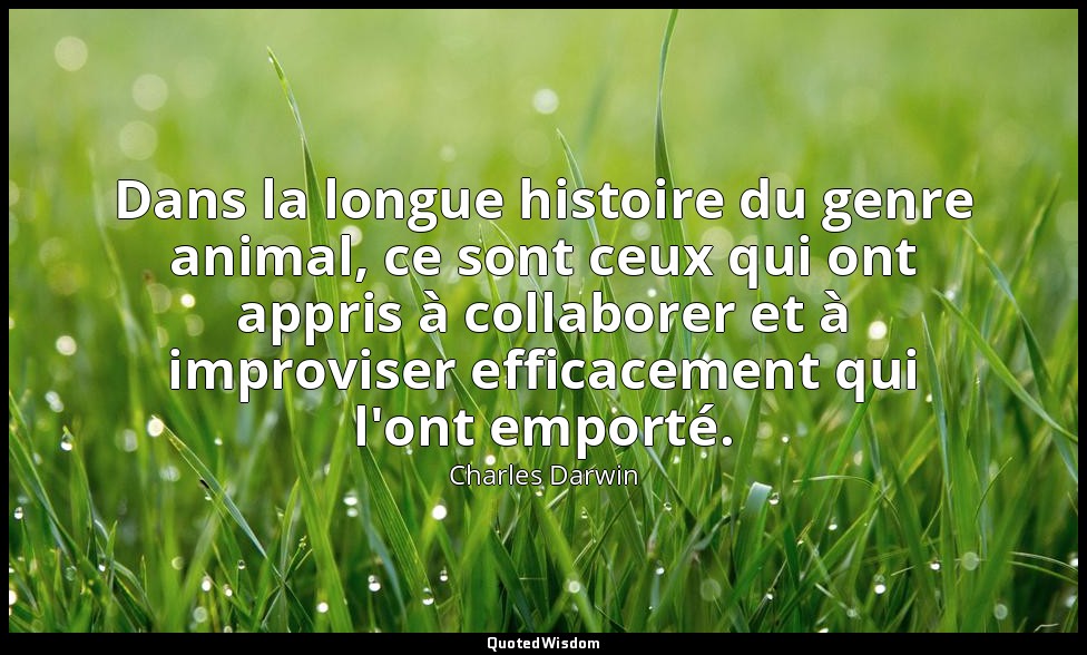 Dans la longue histoire du genre animal, ce sont ceux qui ont appris à collabore — Charles Darwin