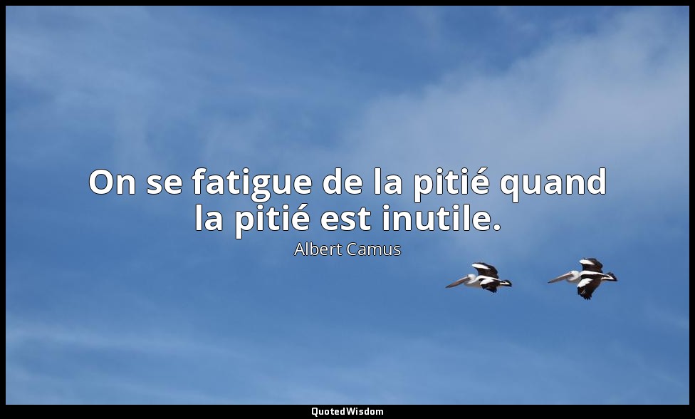 On se fatigue de la pitié quand la pitié est inutile. — Albert Camus