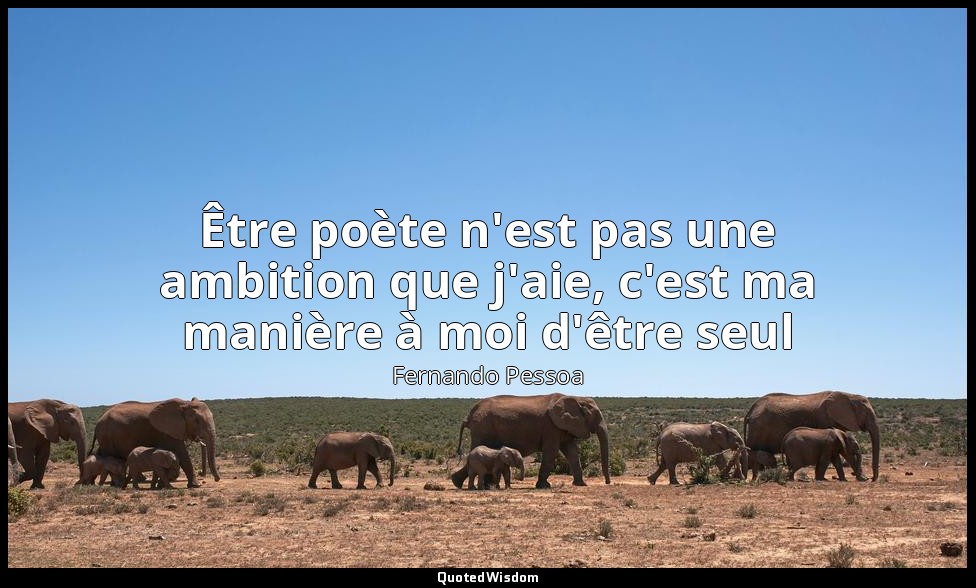 Être poète n'est pas une ambition que j'aie, c'est ma manière à moi d'être seul — Fernando Pessoa
