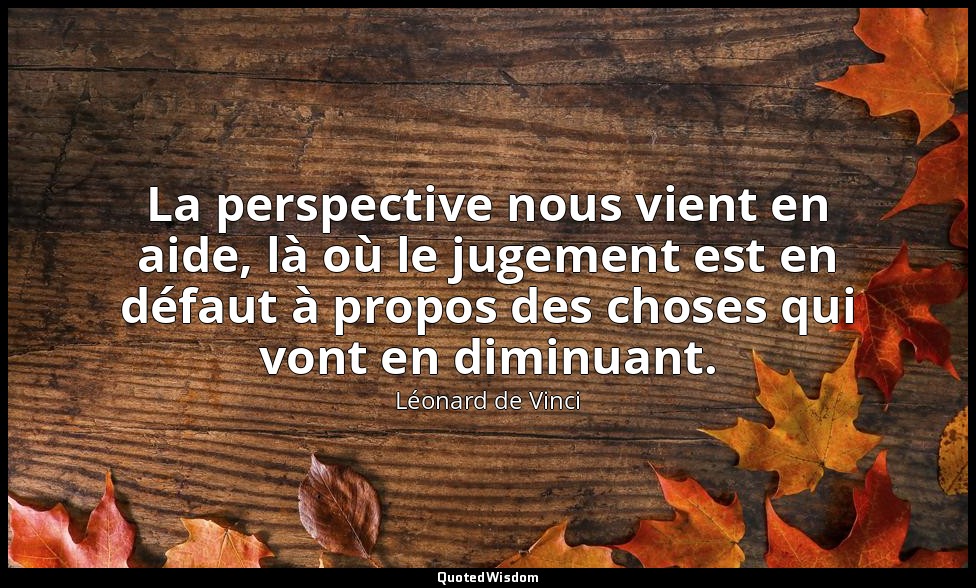 La perspective nous vient en aide, là où le jugement est en défaut à propos des  — Léonard de Vinci