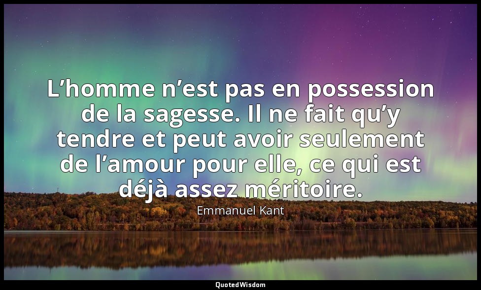 L’homme n’est pas en possession de la sagesse. Il ne fait qu’y tendre et peut av — Emmanuel Kant
