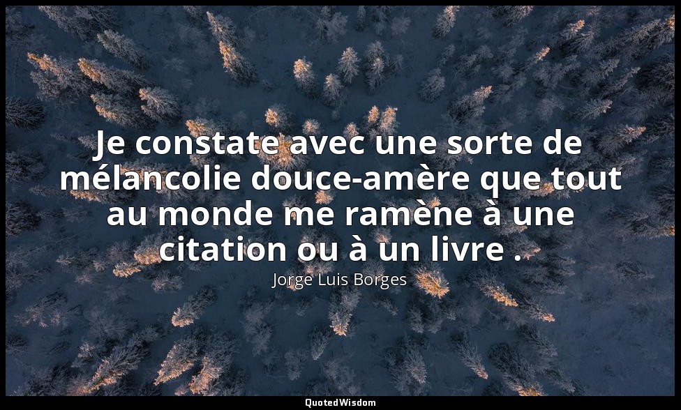 Je constate avec une sorte de mélancolie douce-amère que tout au monde me ramène — Jorge Luis Borges