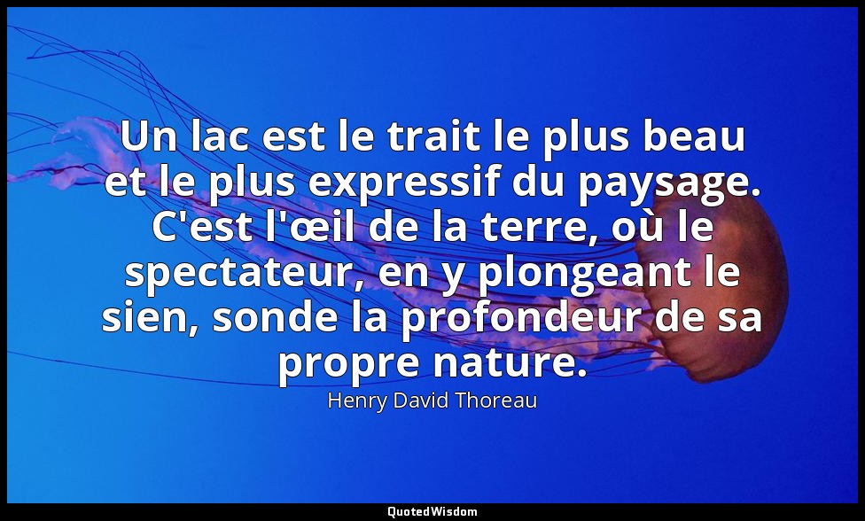 Un lac est le trait le plus beau et le plus expressif du paysage. C'est l'œil de — Henry David Thoreau