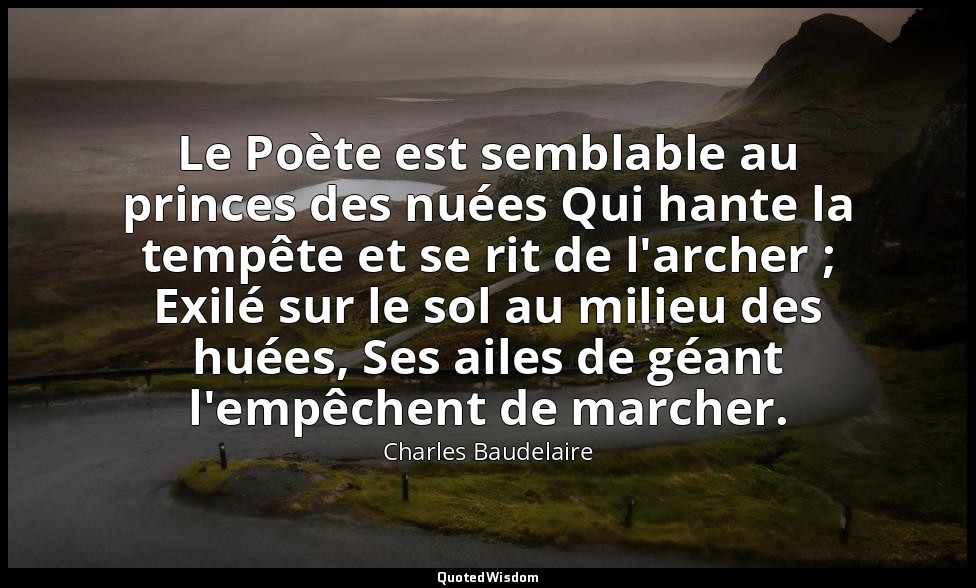 Le Poète est semblable au princes des nuées Qui hante la tempête et se rit de l' — Charles Baudelaire