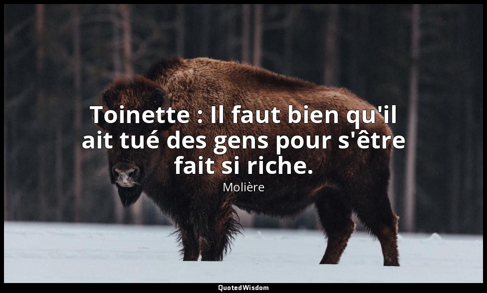Toinette : Il faut bien qu'il ait tué des gens pour s'être fait si riche. — Molière