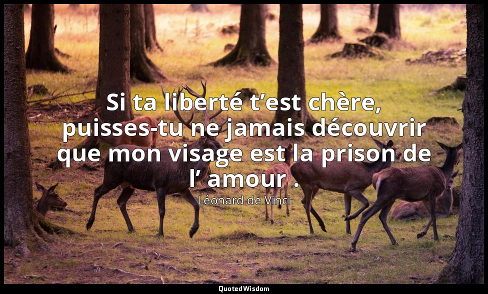 Si ta liberté t’est chère, puisses-tu ne jamais découvrir que mon visage est la  — Léonard de Vinci