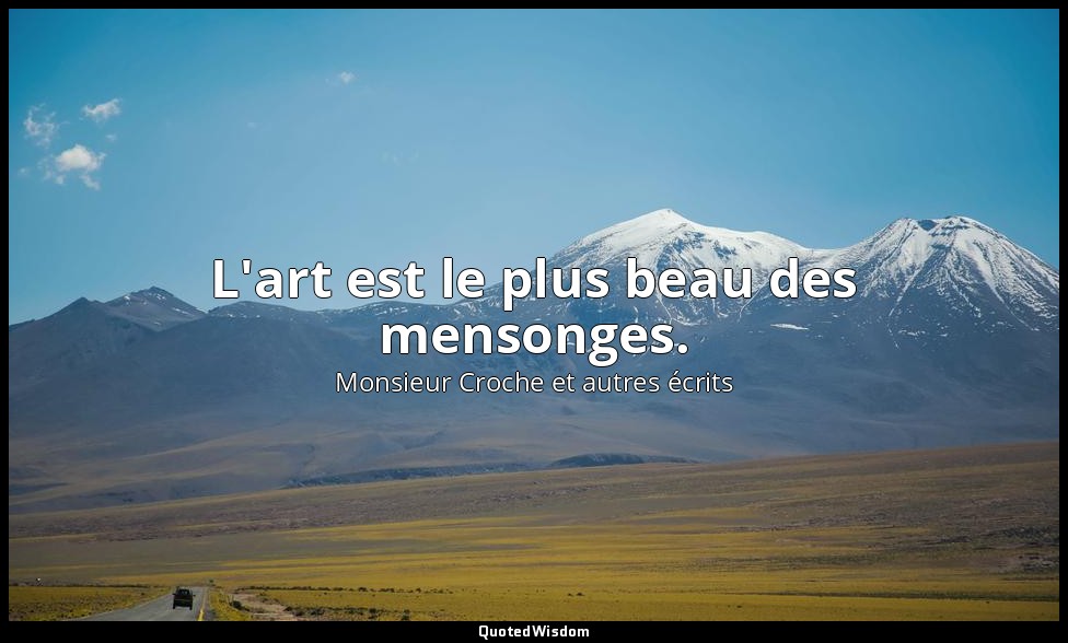 L'art est le plus beau des mensonges. — Monsieur Croche et autres écrits