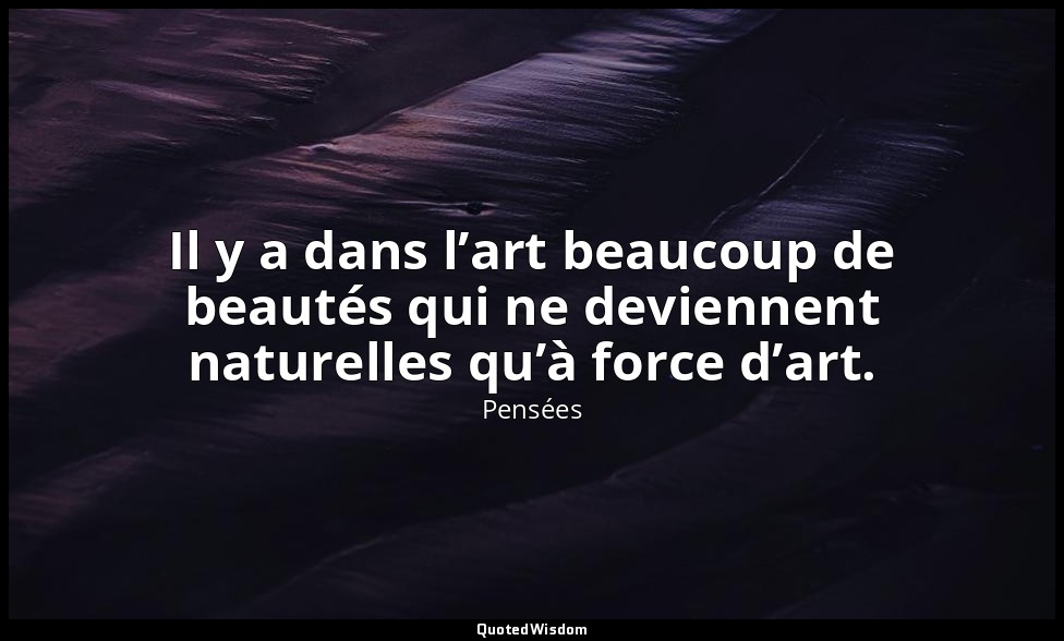 Il y a dans l’art beaucoup de beautés qui ne deviennent naturelles qu’à force d’ — Pensées
