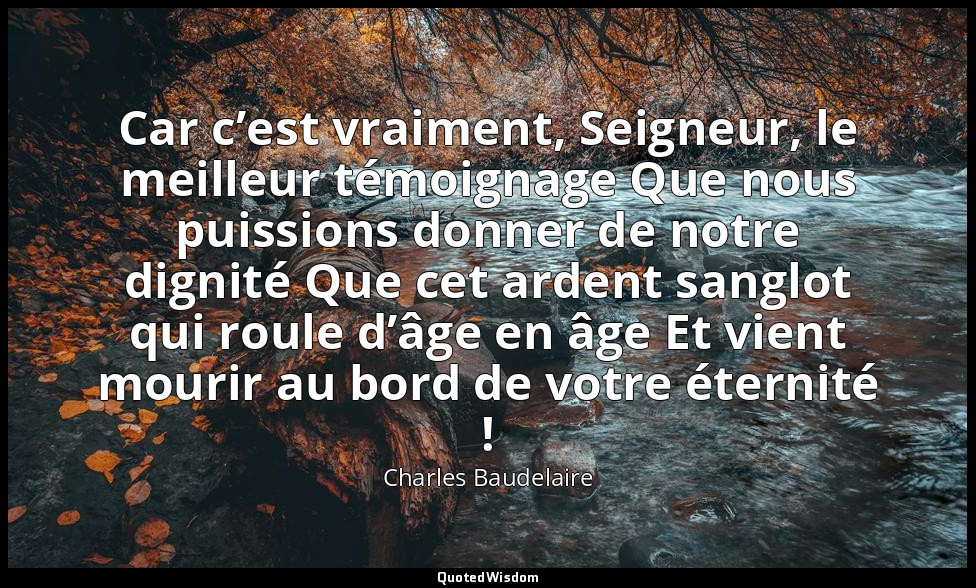 Car c’est vraiment, Seigneur, le meilleur témoignage Que nous puissions donner d — Charles Baudelaire